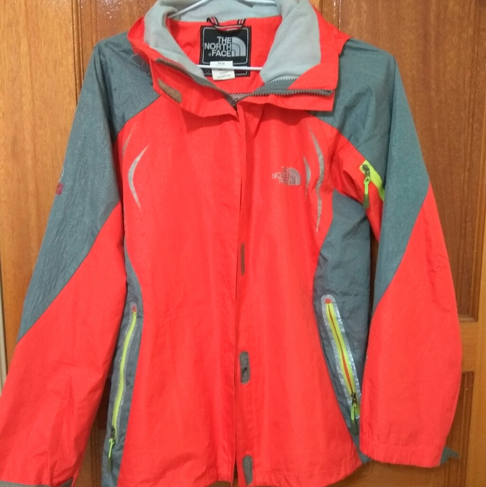 Tangerine orange North Face goretex jacket
